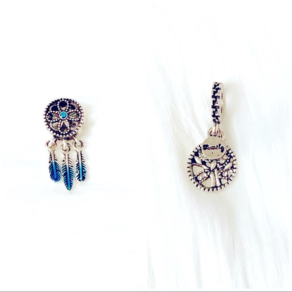 Blue Dream Catcher And Silver Tree Bead